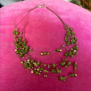 Elegant Green Beaded Multistrand Necklace
